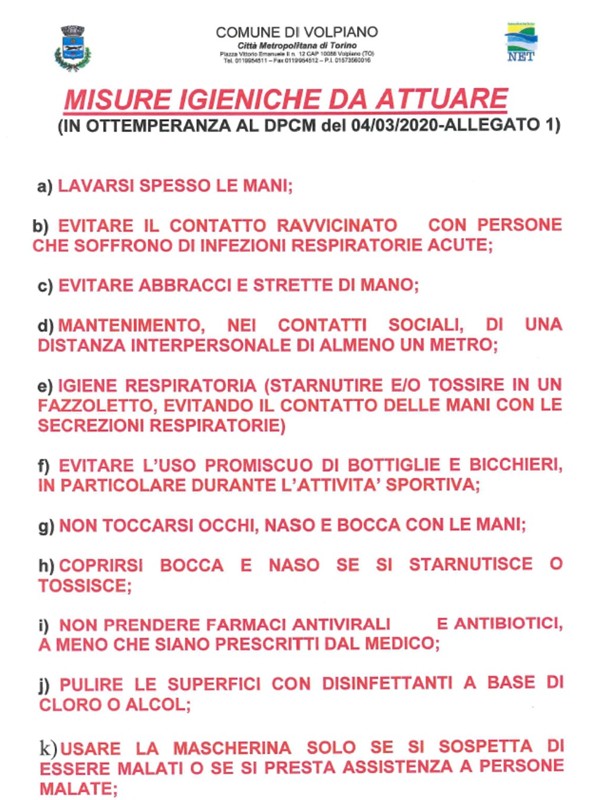 Misure igienico-sanitarie